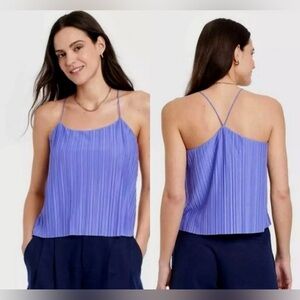 A New Day Women's XXL Purple Plisse Cami Tank Top Spaghetti Strap